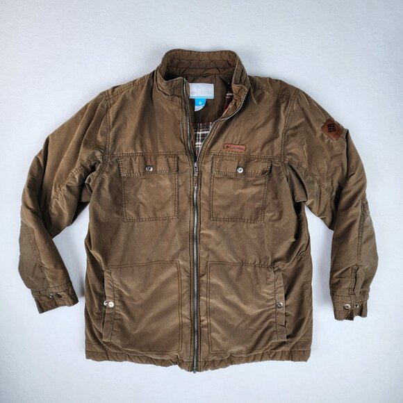 Columbia Mens Mid Weight Flannel and Nylon Lined Coat Size Large Brown - Picture 5 of 15